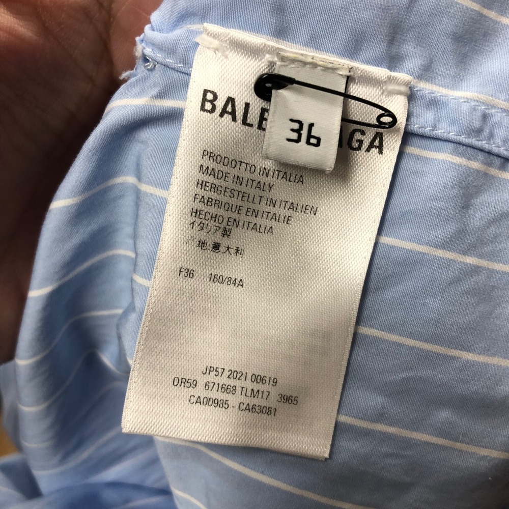 Balenciaga Striped Wrap Dress Womens 36 FR 4 Blue White Sleeveless Midi Nautical - Picture 6 of 11